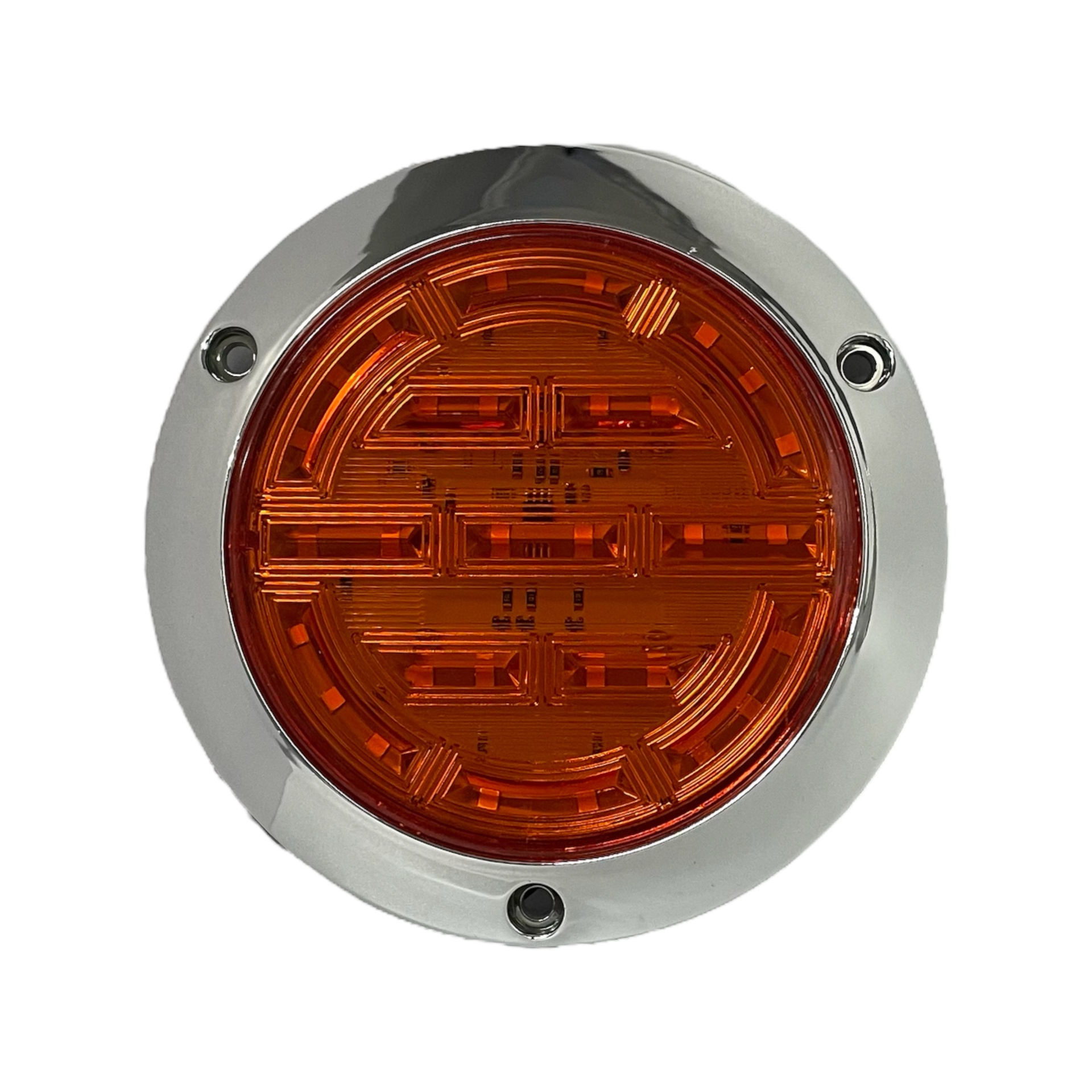 Plafón redondo para camión con base cromada y funciones de 30 LED 12/24V  · Ámbar