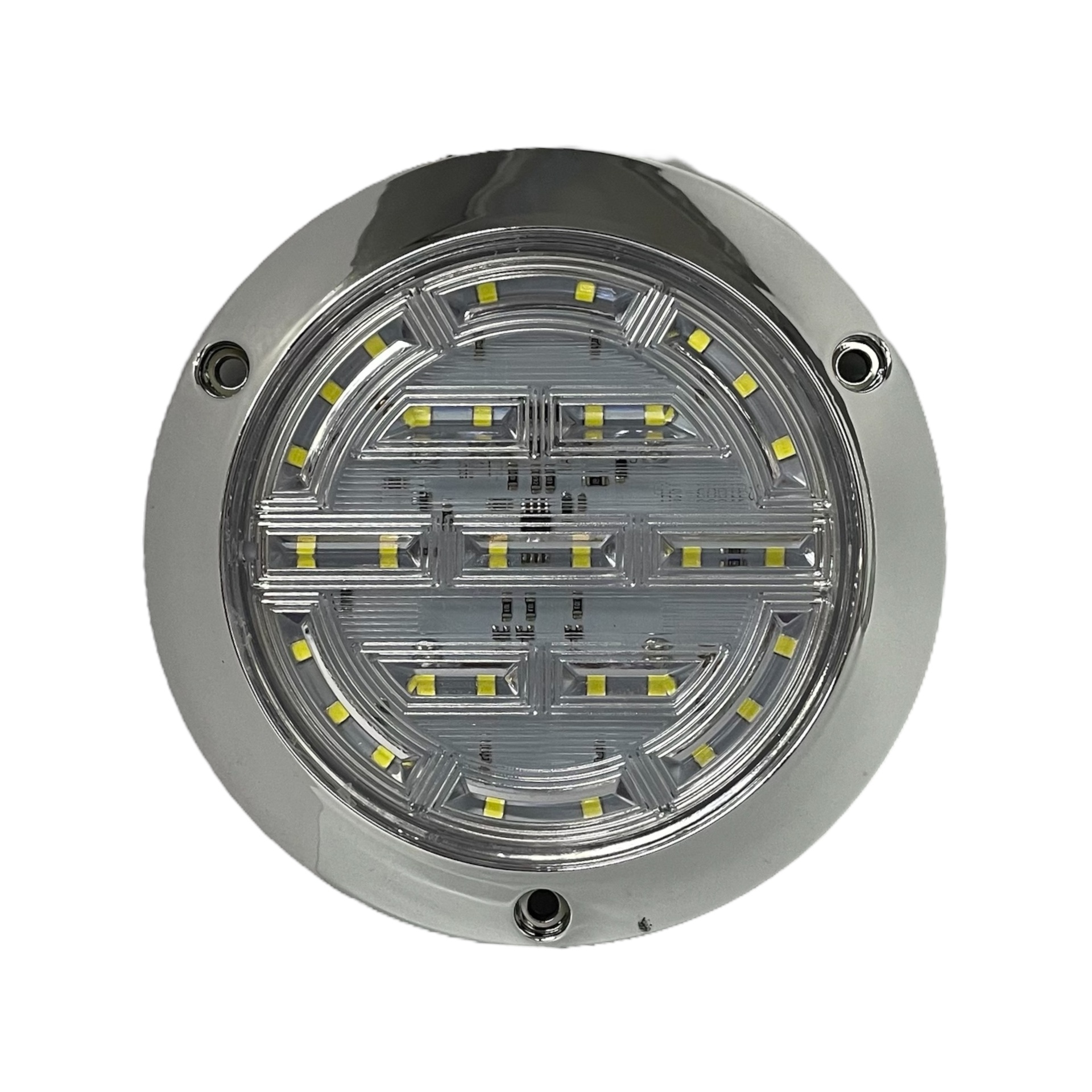 Plafón redondo para camión con base cromada y funciones de 30 LED 12/24V  · Blanco
