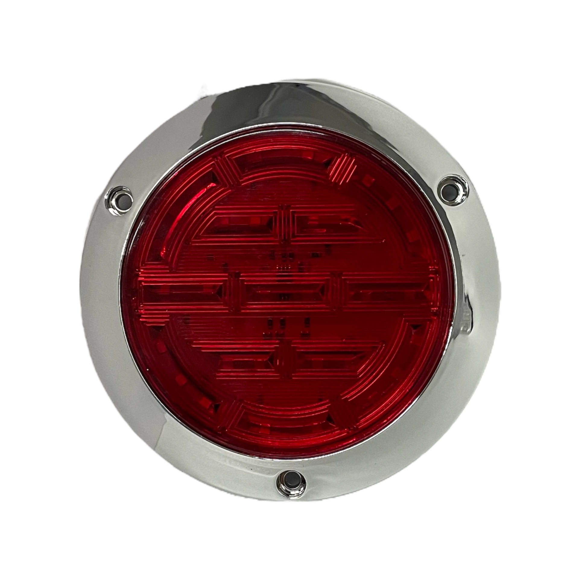 Plafón redondo para camión con base cromada y funciones de 30 LED 12/24V  · Rojo