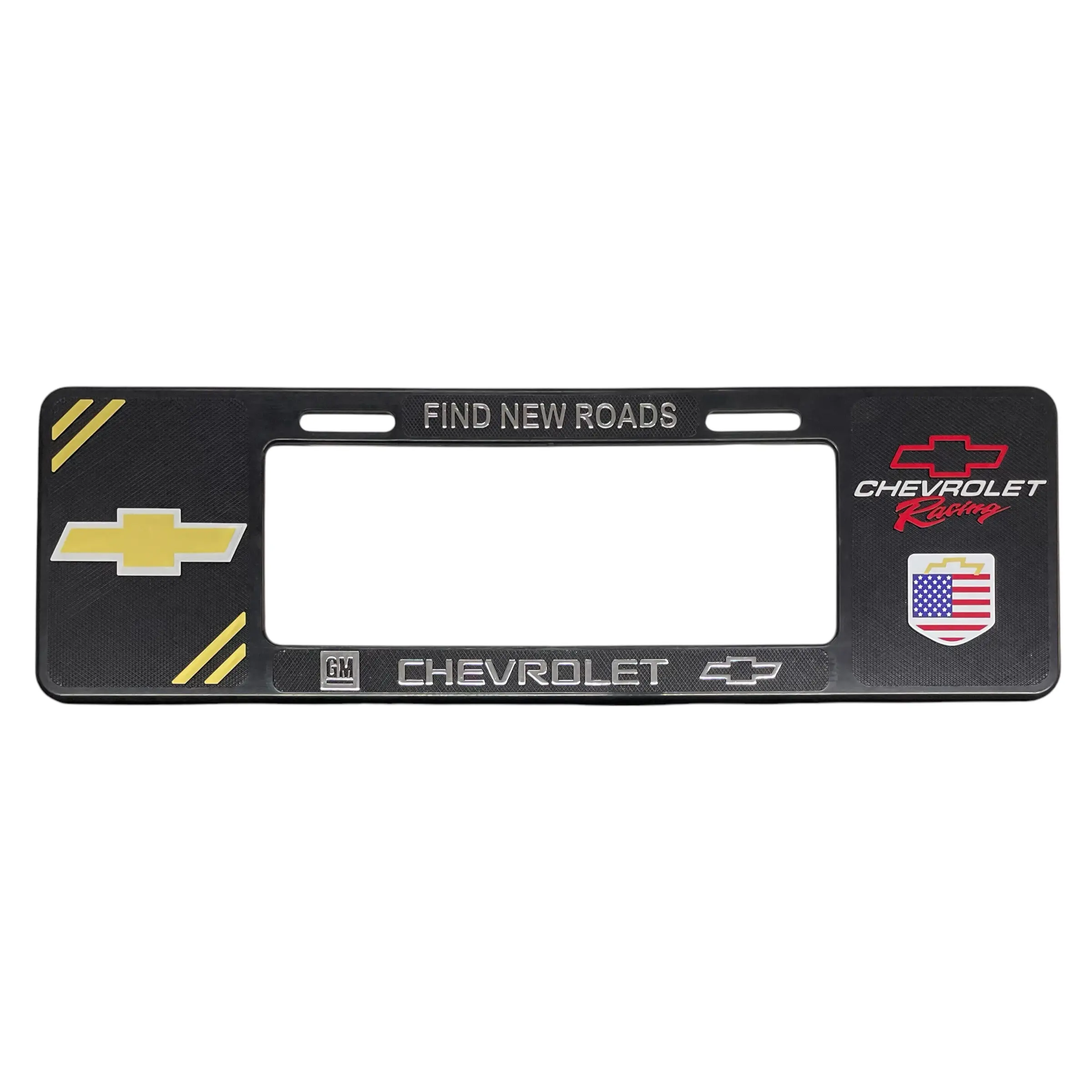 Portaplaca premium tipo europeo — Chevrolet Racing
