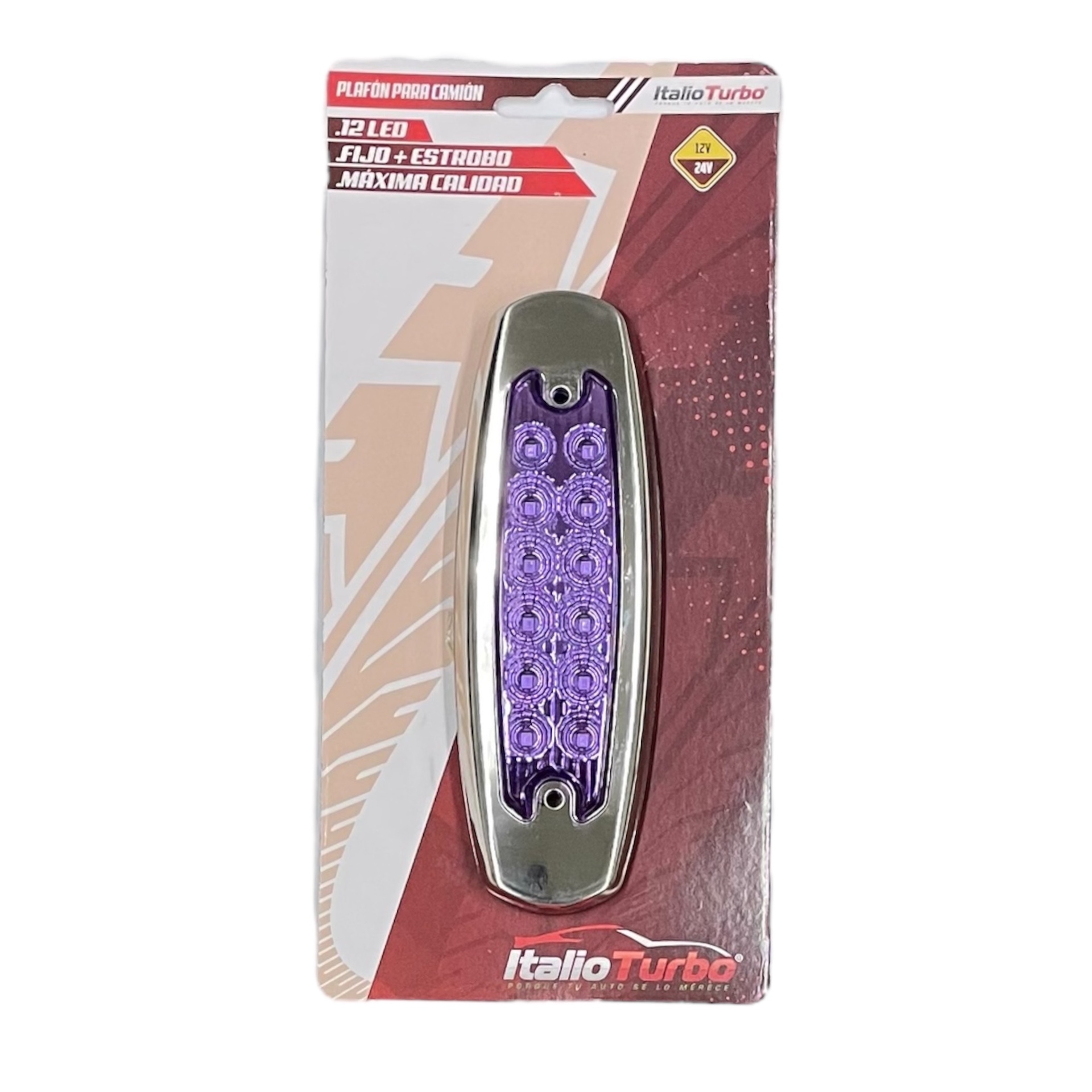 Plafón tipo Peter Bilt de 12 LED función fija y estrobo · Morado