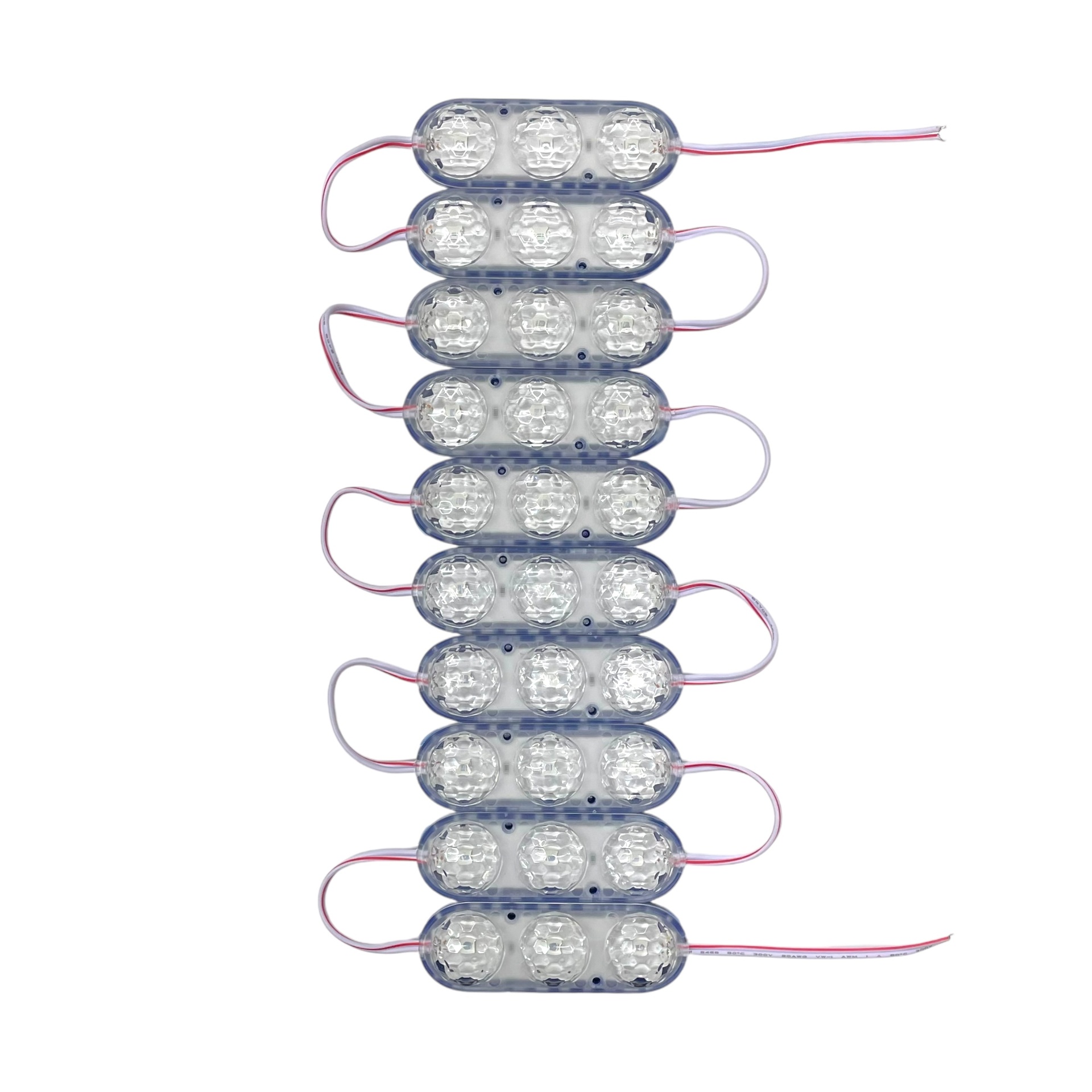 Tira de modulo tipo lente de 3 LED (tira con 10 piezas) · Azul