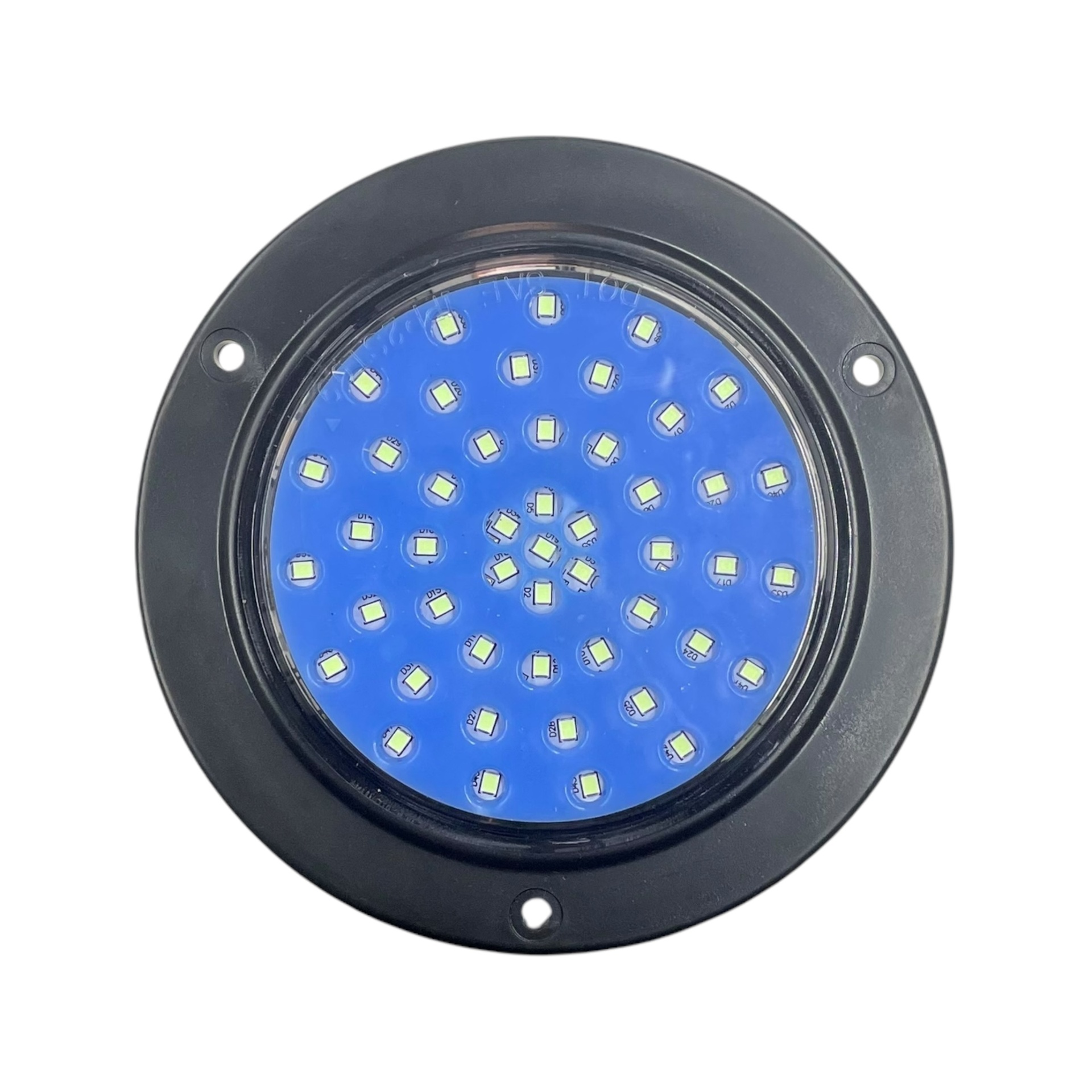 Plafon redondo de 4" con base negra de 48 LED con funciones 12/24V · Azul hielo