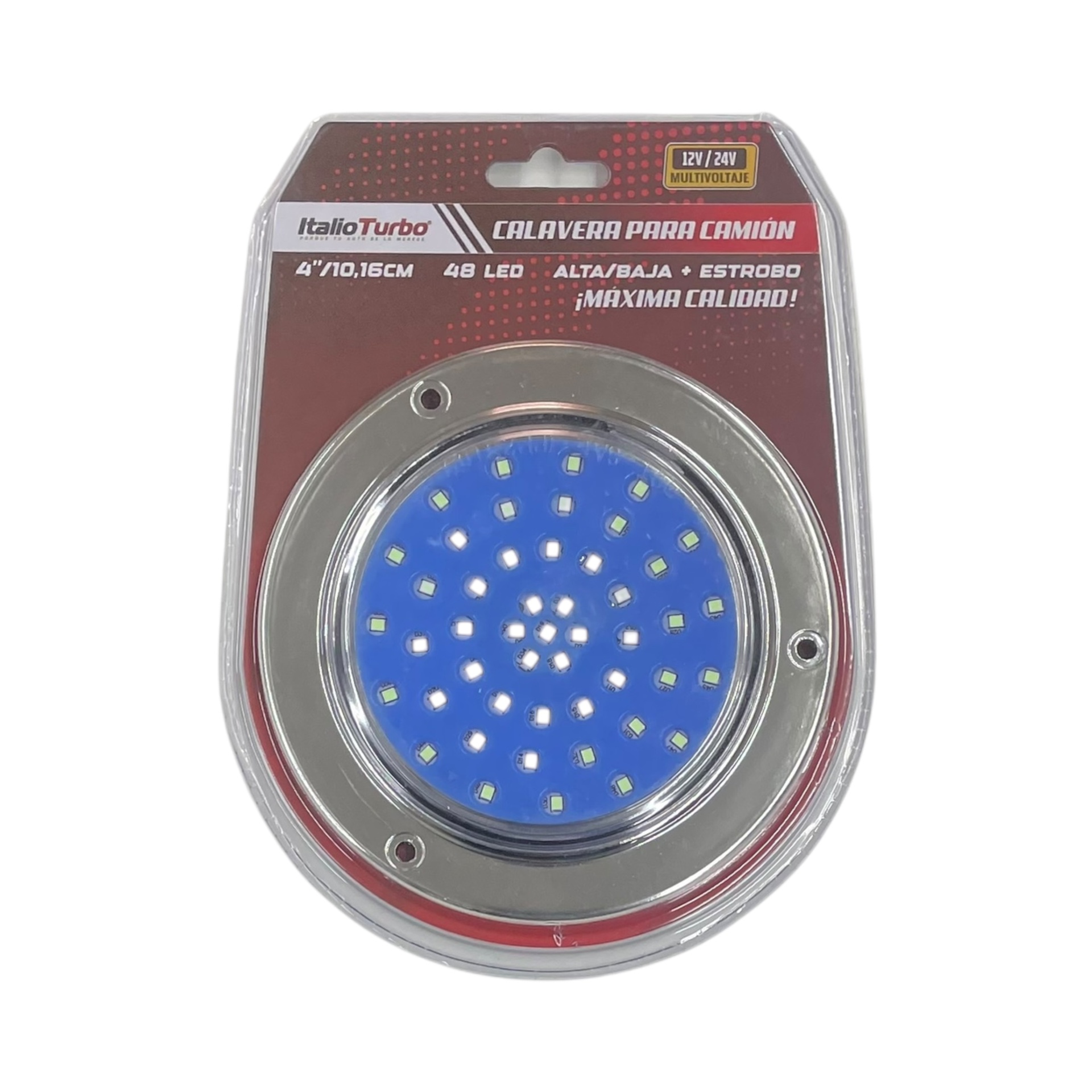 Plafón redondo de 4" con base cromada de 48 LED con funciones 12/24V · Azul hielo