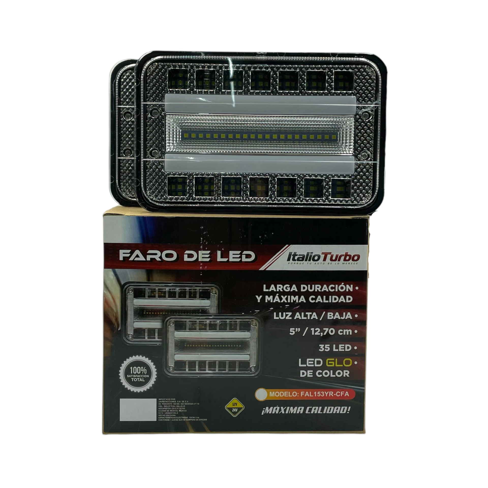 Unidad de 5" pulgadas de 35 LED con tira de gel a 12/24V · Azul/ámbar