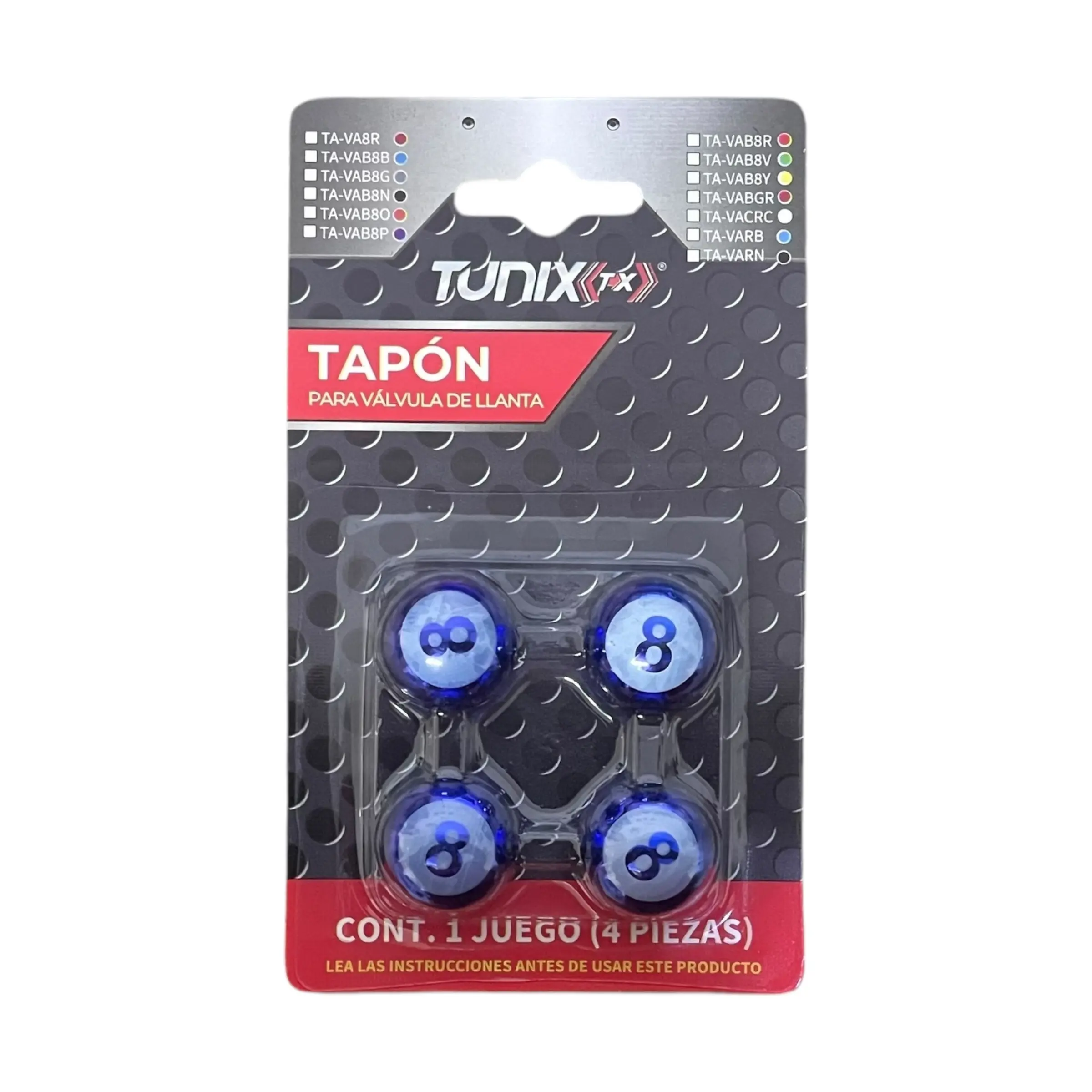 Tapon de válvula mediano bola 8 (azul y negro) · Azul