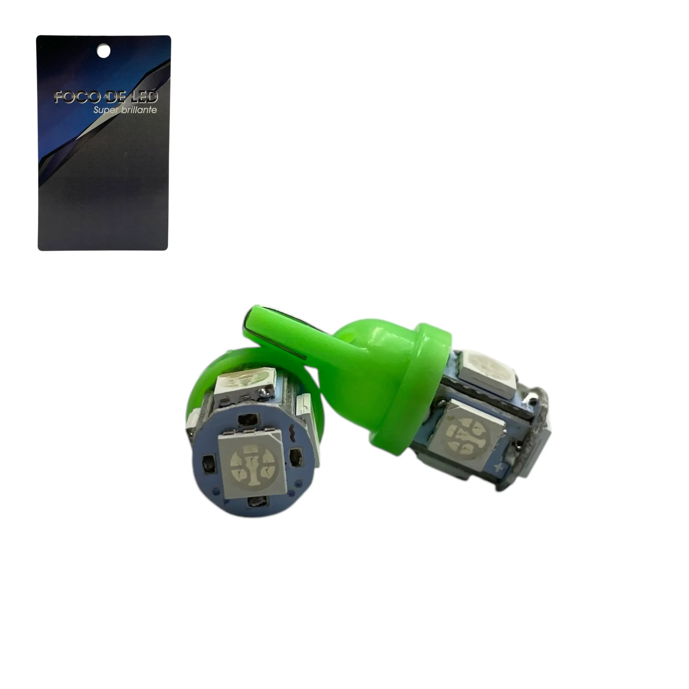 Foco de pellizco 158 t10 con 5 LED — Verde
