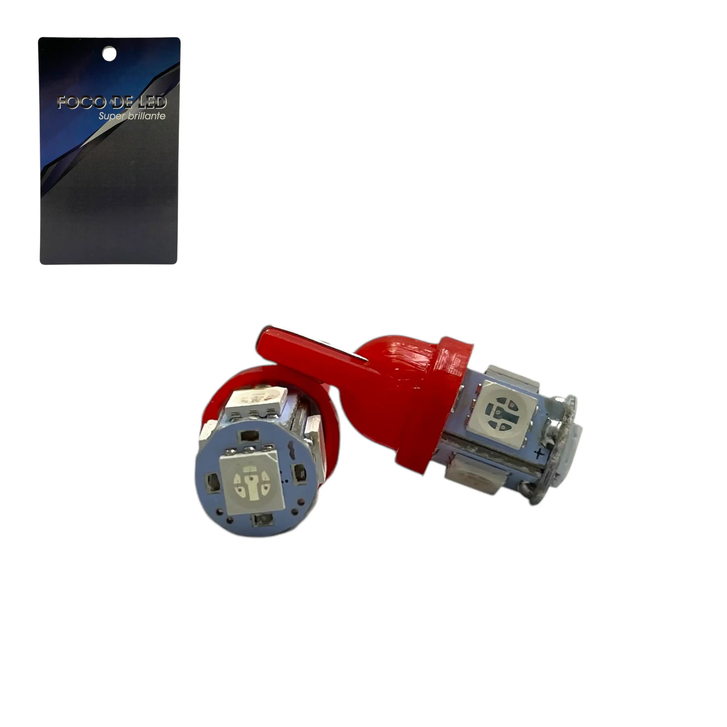 Foco de pellizco 158 t10 con 5 LED — Rojo