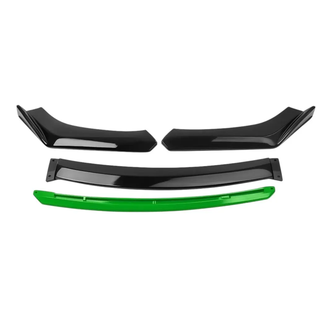 Lip y spoiler negro universal con línea de diferentes colores  · Verde