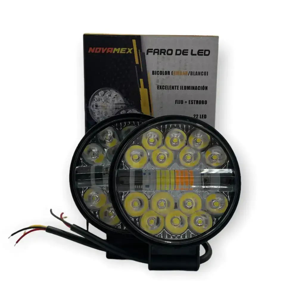 Faro redondo blanco/ámbar de 22 LED con función bicolor