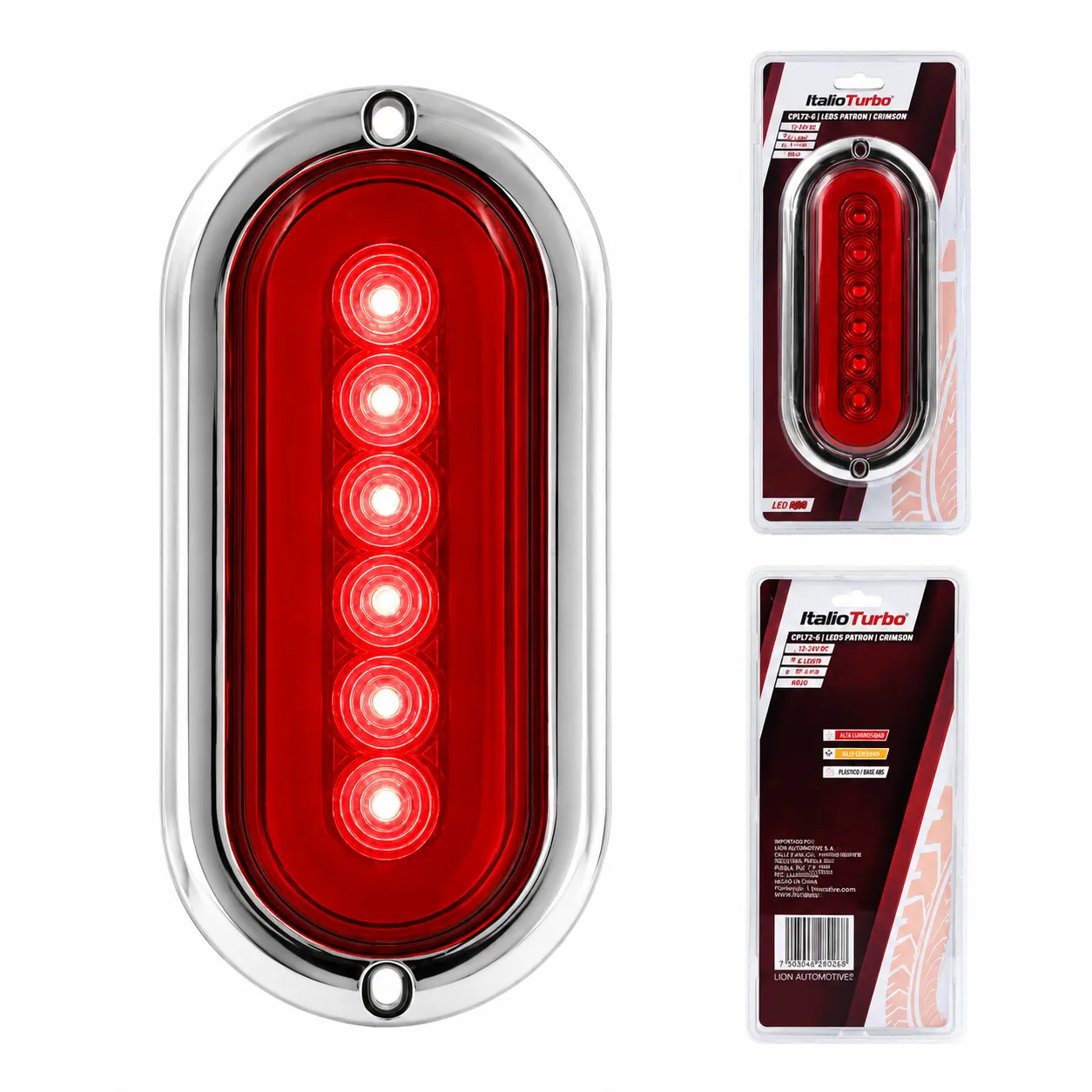 Plafón ovalado rojo con 6 LED y contorno de gel