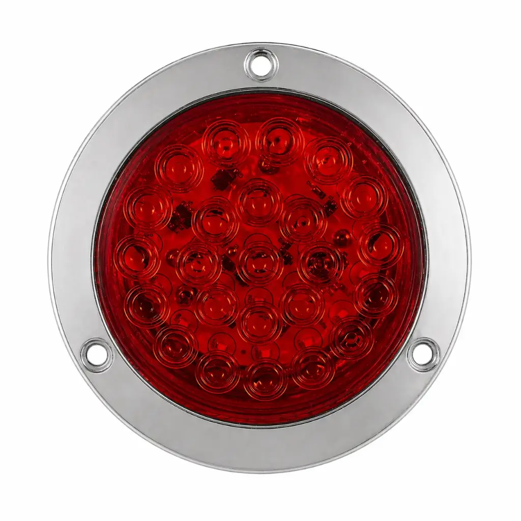 Plafón redondo rojo con 24 LED y borde cromado 