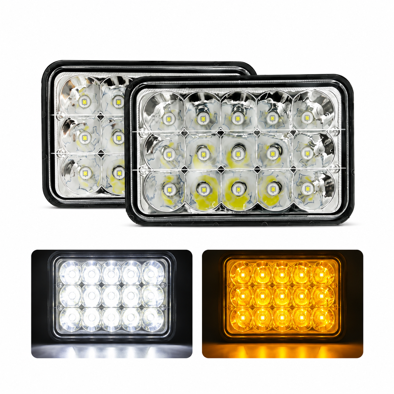 Unidad rectangular de 5 pulgadas bicolor blanco/ámbar