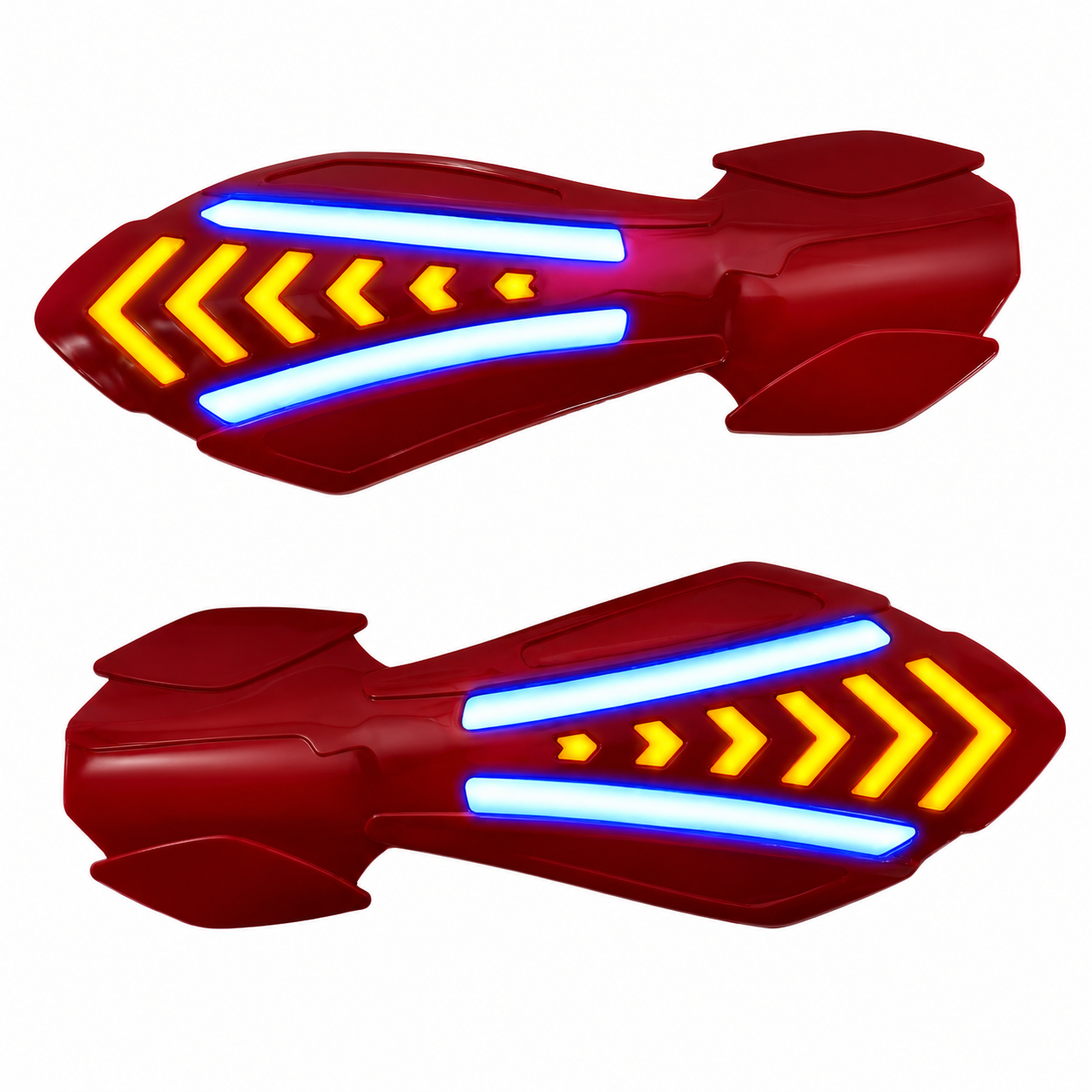 Cubrepuño para moto color rojo con luz fija y direccional secuencial — Azul
