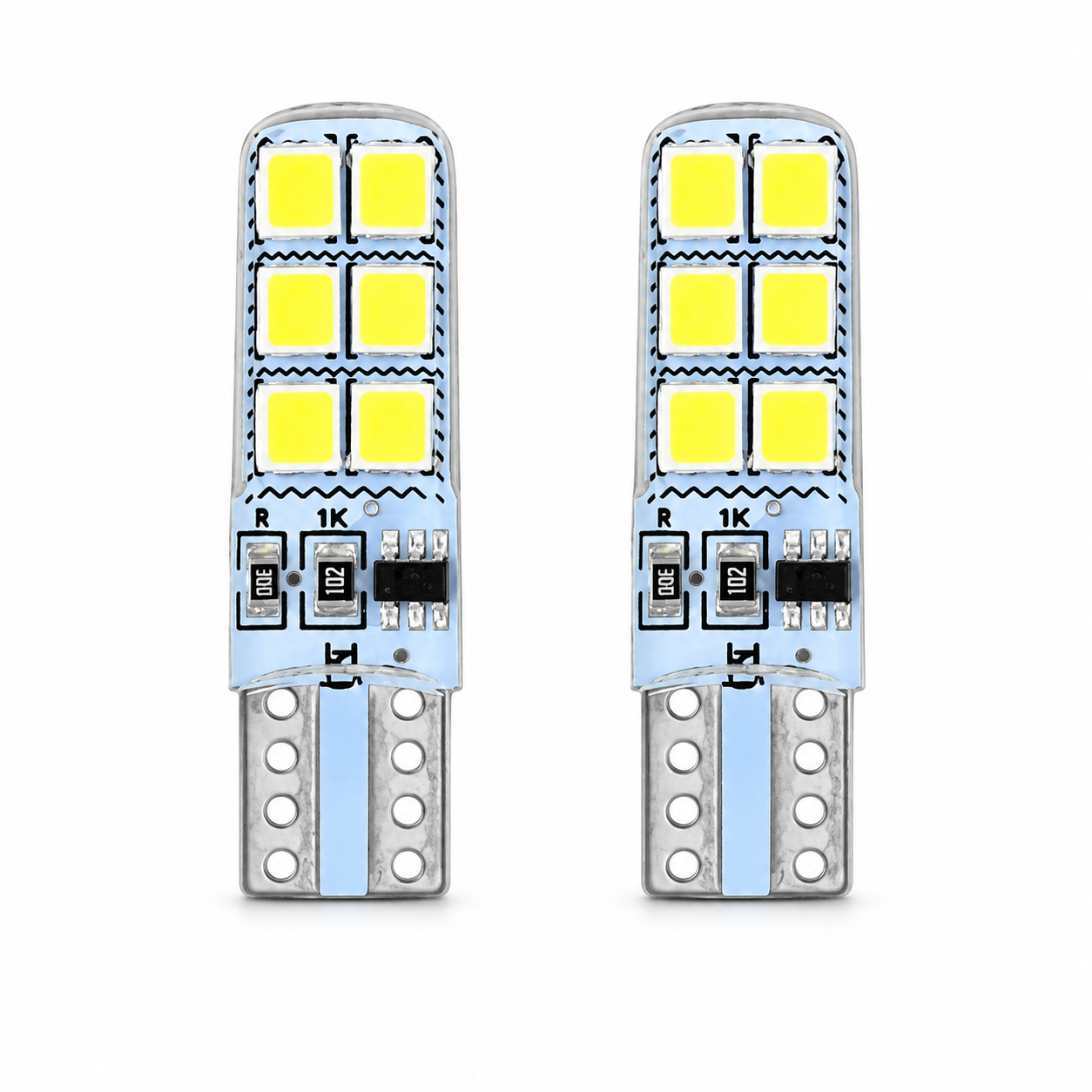 Foco LED azul de pellizco T10  — Blanco