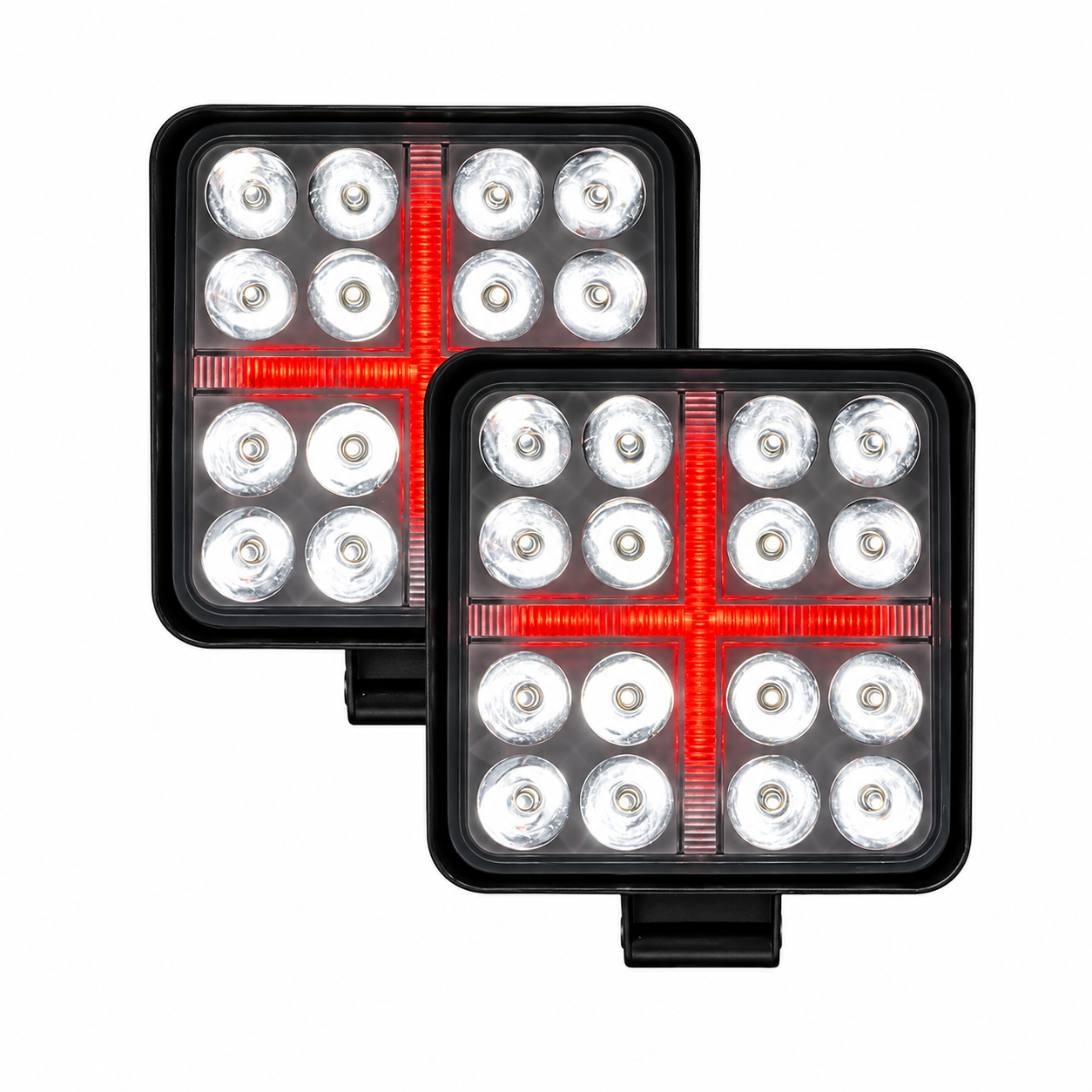 Faro LED cuadrado GLO "Cruz" · Rojo