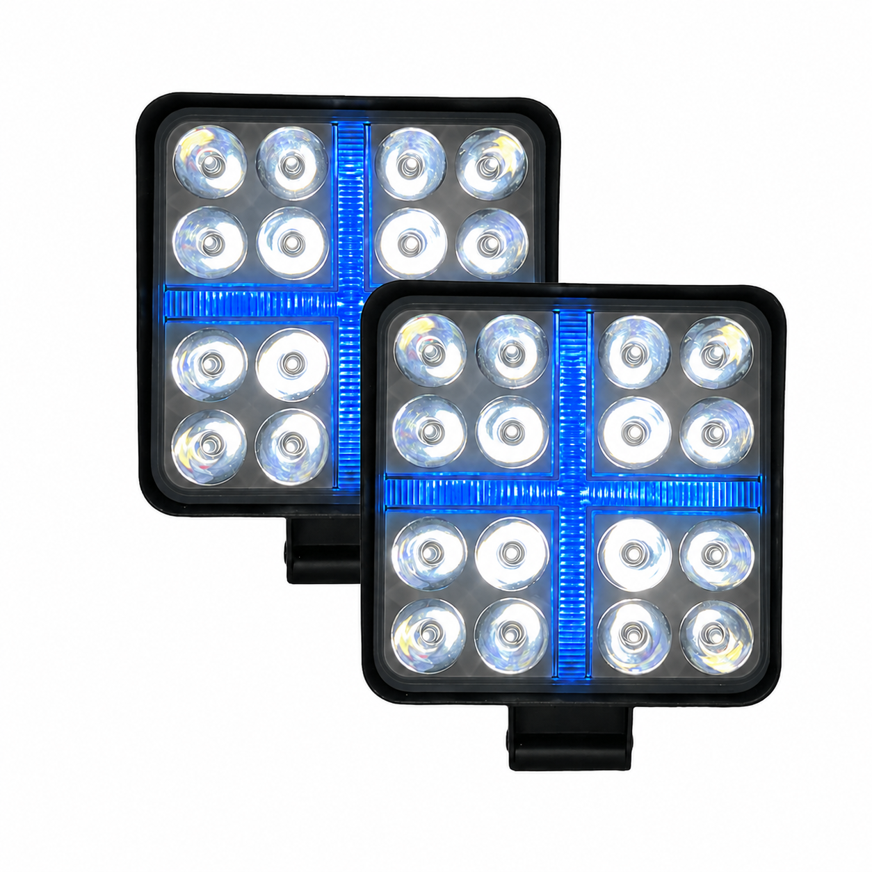 Faro LED cuadrado GLO "Cruz" · Azul