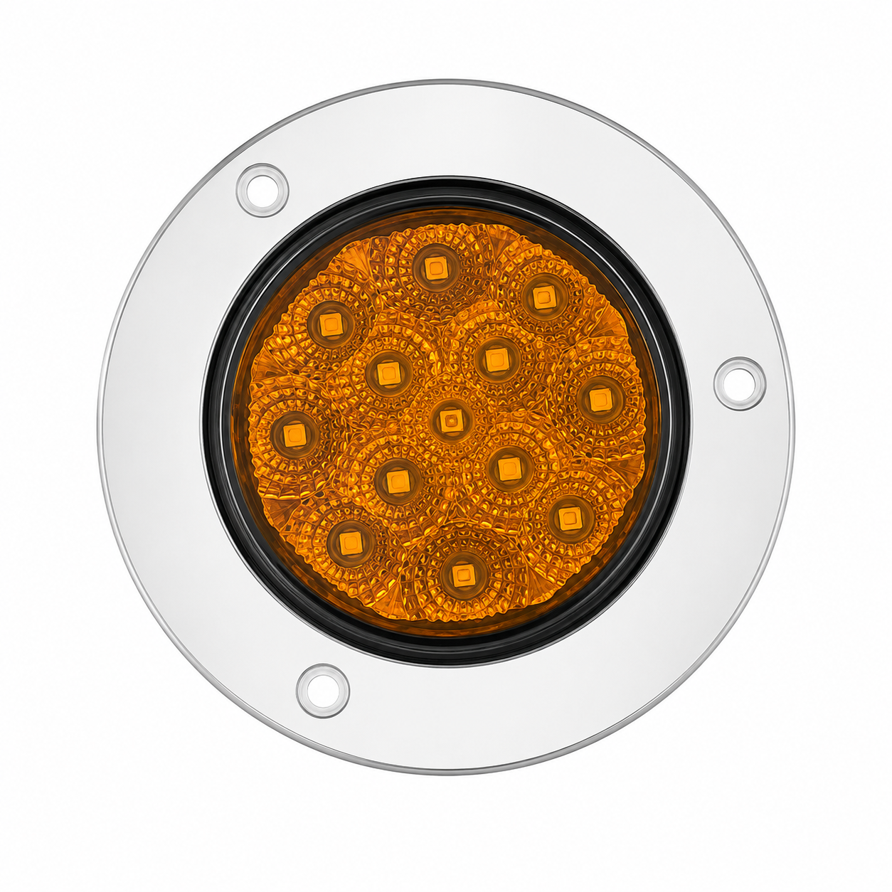 Plafón redondo con 13 LED de 2.5" fijo + estrobo · Ámbar