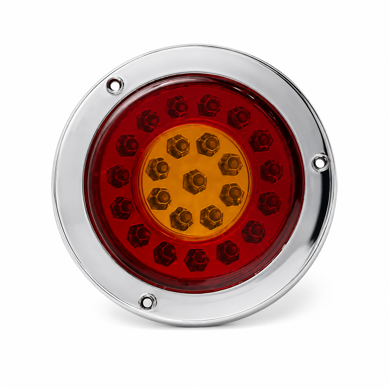 Plafón para camion redondo bicolor base cromada 24 LED
