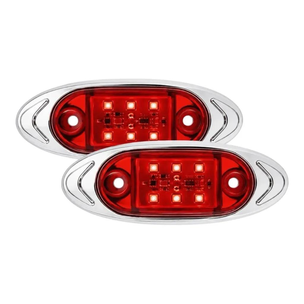 Plafon direccional lateral ovalado de 6 LED con bisel cromado · Rojo