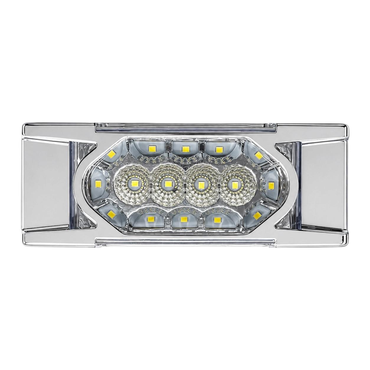 Plafón lateral para camión de 16 LED con base cromada estrobo y fijo 12/24V — Blanco