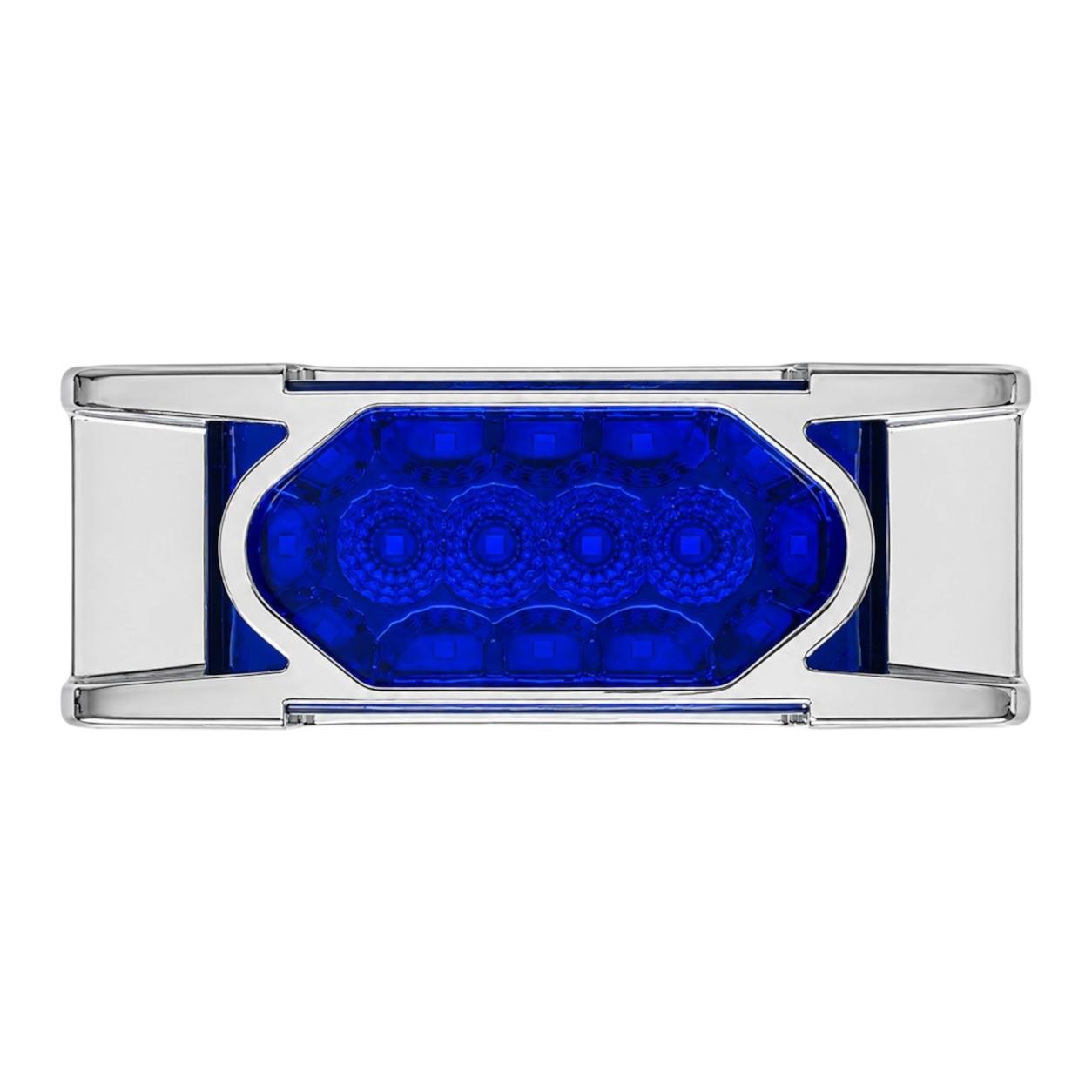 Plafón lateral para camión de 16 LED con base cromada estrobo y fijo 12/24V  · Azul