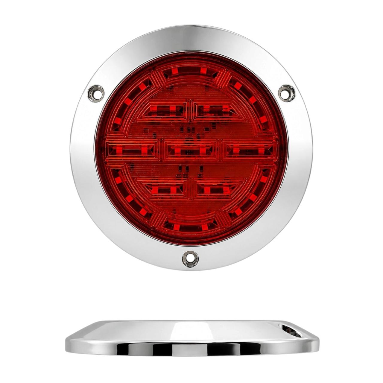 Plafón redondo para camión con base cromada y funciones de 30 LED 12/24V  · Rojo