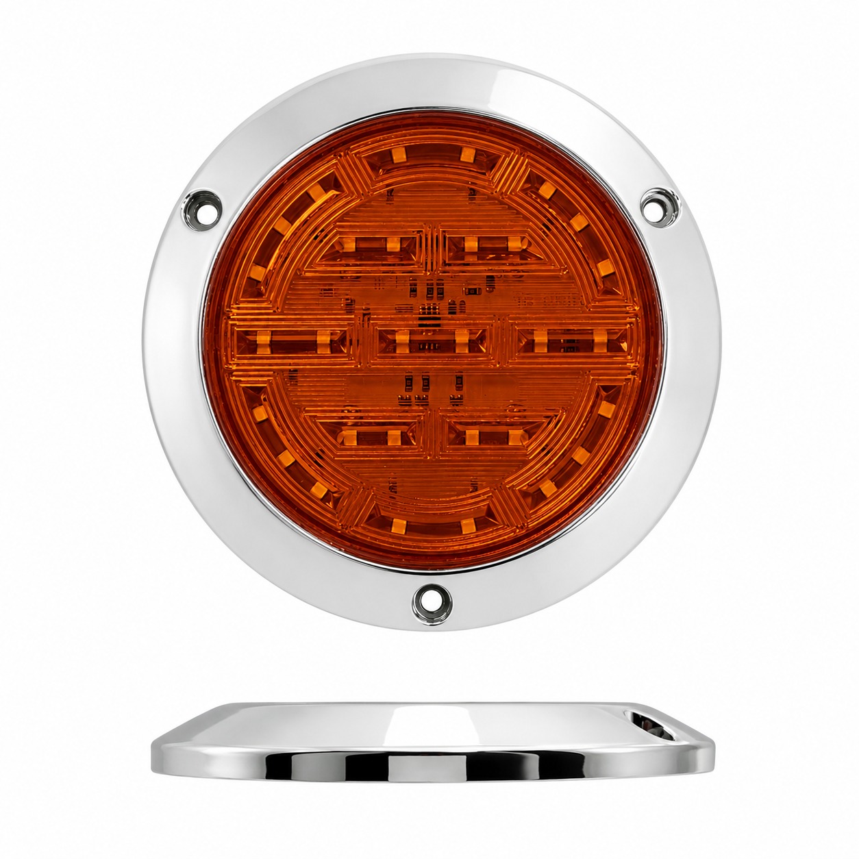 Plafón redondo para camión con base cromada y funciones de 30 LED 12/24V  · Ámbar