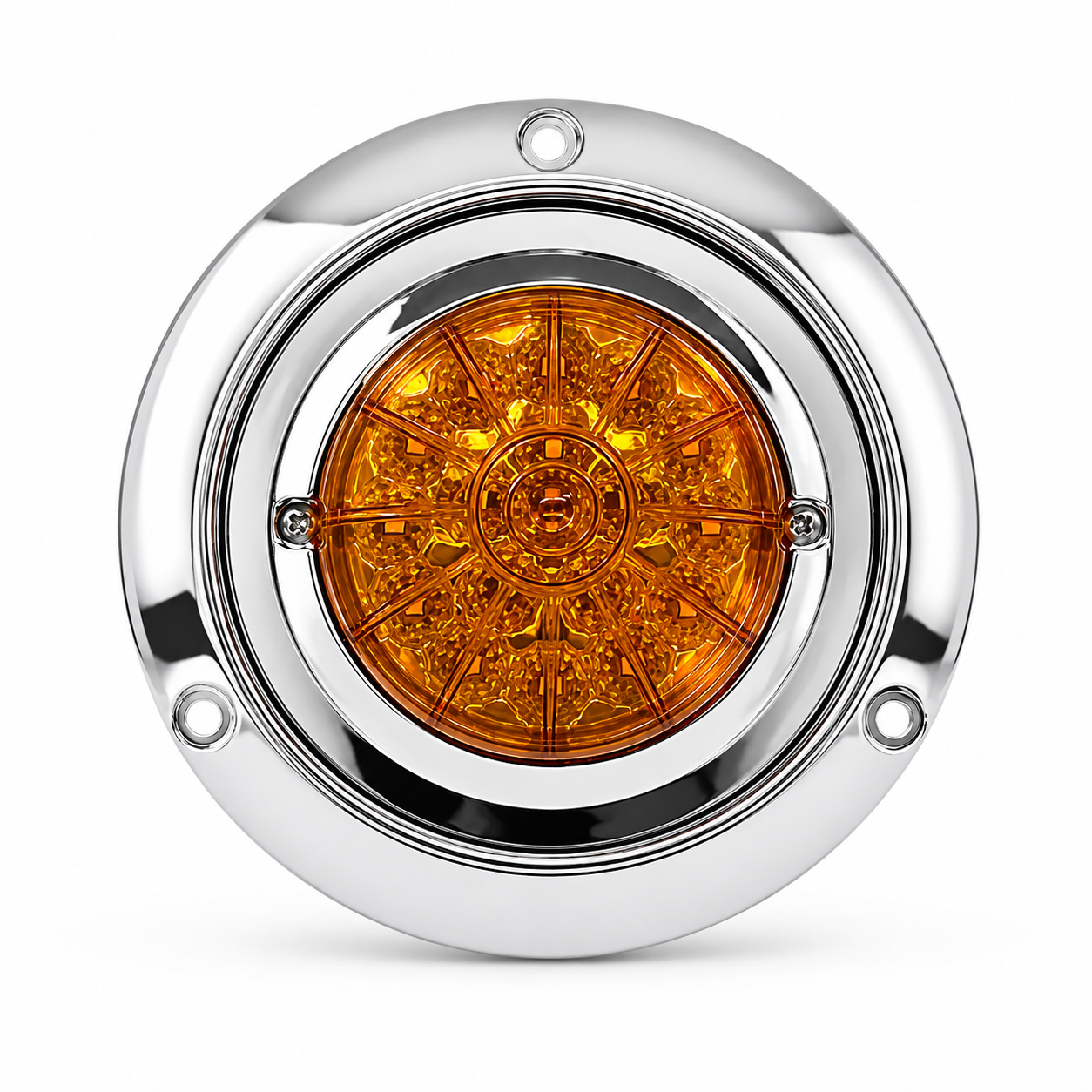 Plafón de 4” con contorno cromo de 18 LED · Ámbar
