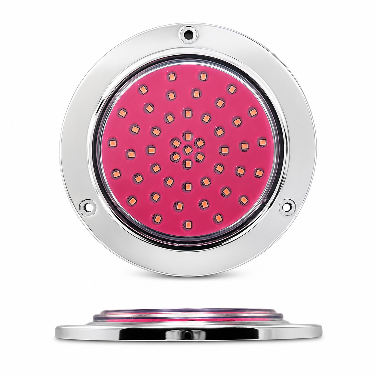 Plafón redondo de 4" con base cromada de 48 LED con funciones 12/24V · Rosa