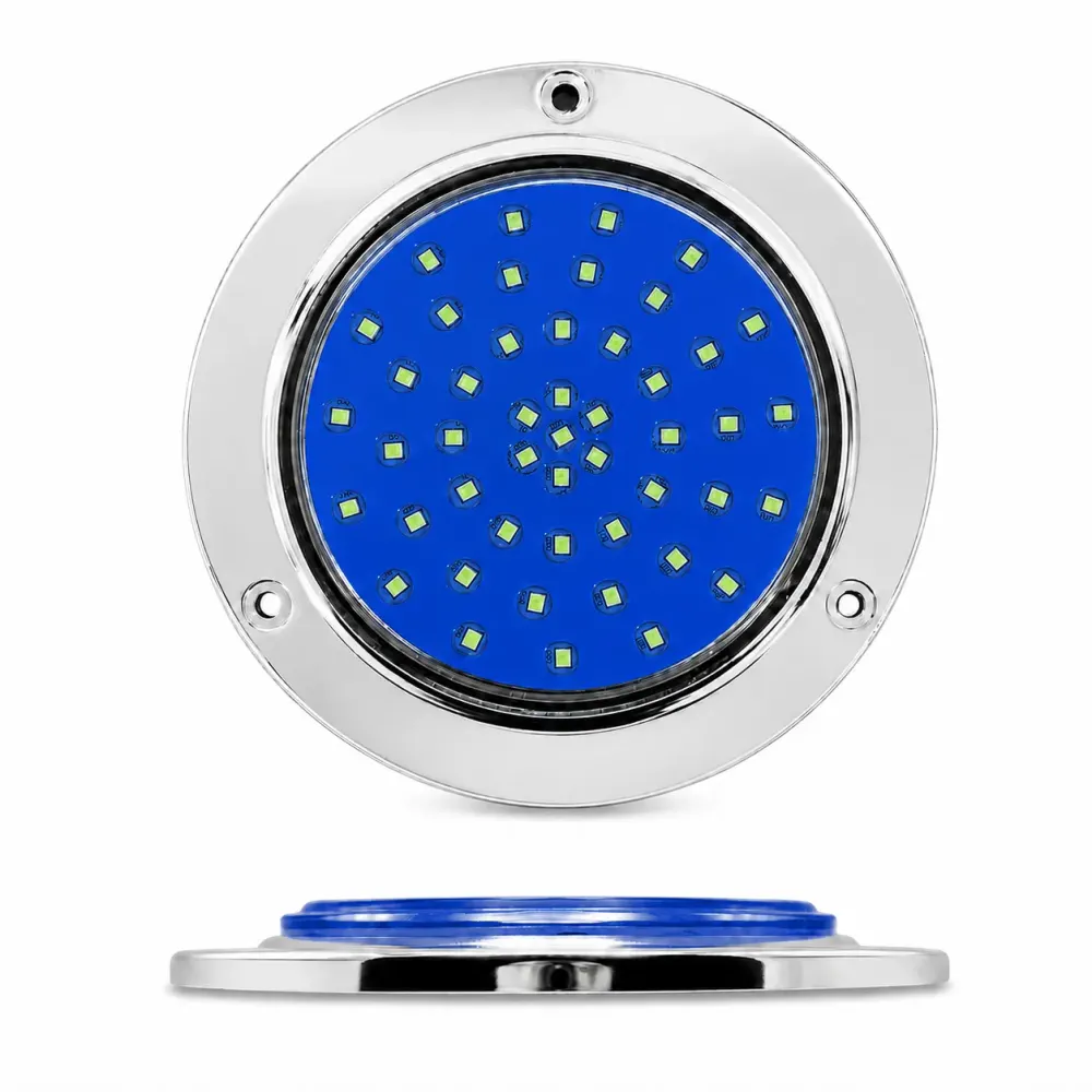 Plafón redondo de 4" con base cromada de 48 LED con funciones 12/24V — Azul hielo