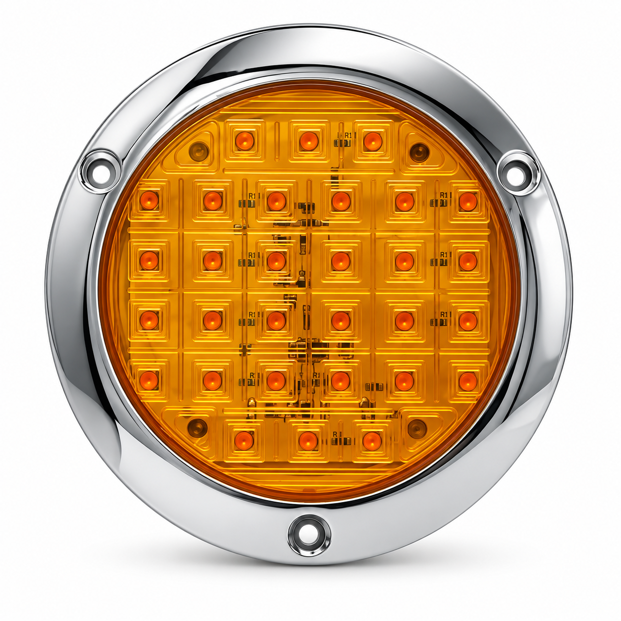 Plafón slim redondo de 30 LED base cromada · Ámbar