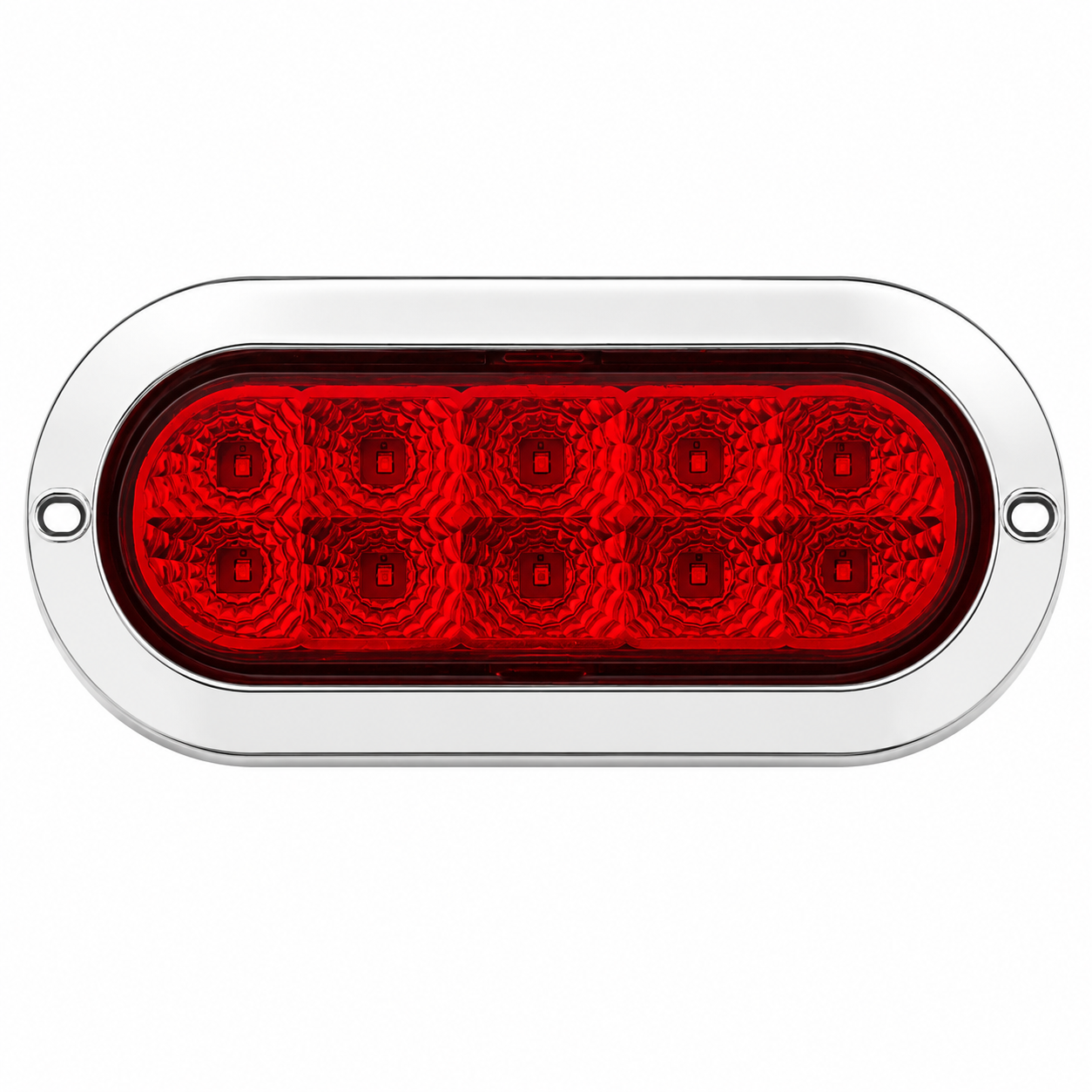 Plafón ovalado de 10 LED carcasa cromada · Rojo