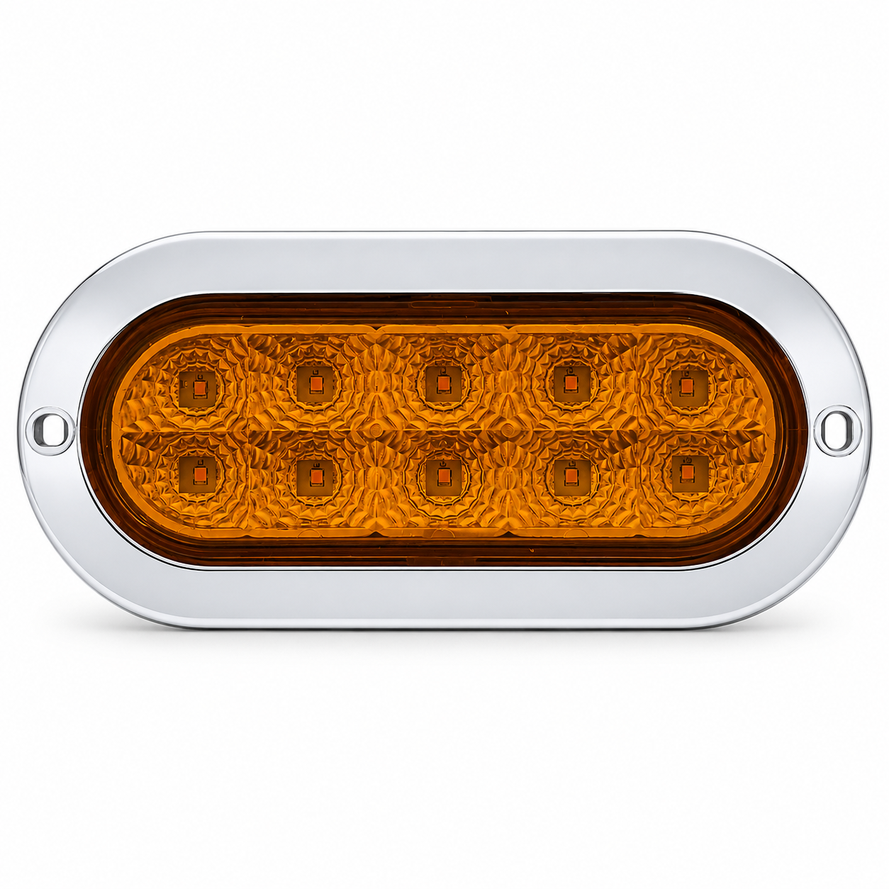 Plafón ovalado de 10 LED carcasa cromada · Ámbar