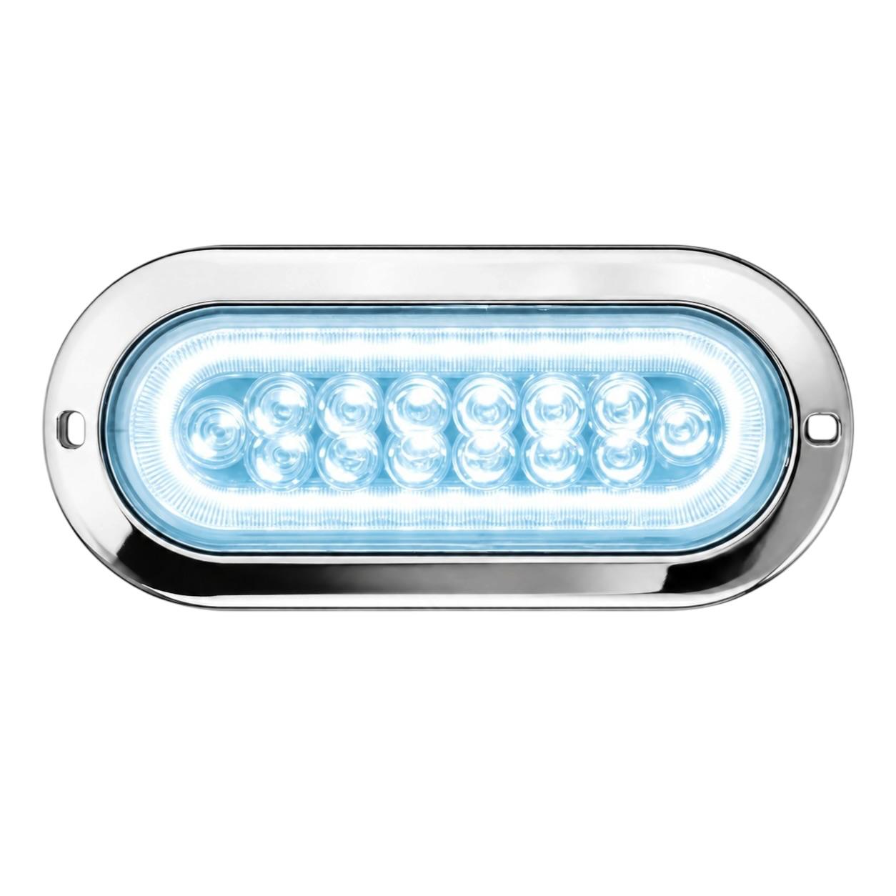 Plafón LED ovalado con aro de Gel · Azul hielo
