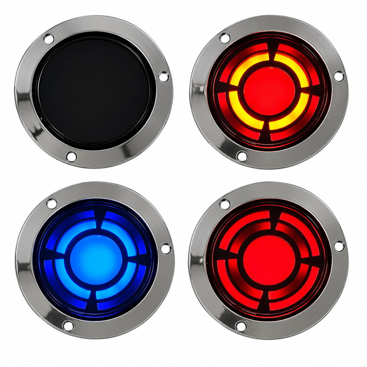 Plafón de 4" bicolor mica humo con funciones azul/rojo