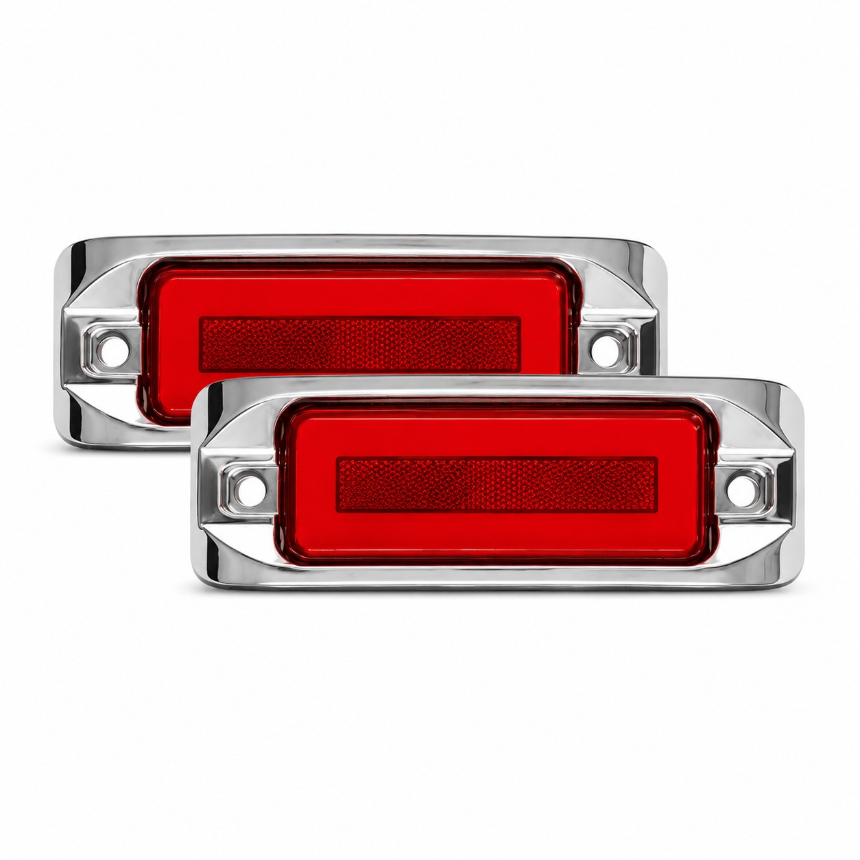 Par de plafón rojo para camión GLO con base cromada